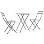 Mesa y sillas bistró de jardín 3 piezas acero gris de vidaXL, Conjuntos de jardín - Ref: Foro24-44355, Precio: 144,41 €