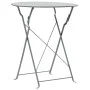 Garten Bistrotisch und Stühle 3 Stück grauer Stahl von vidaXL, Gartensets - Ref: Foro24-44355, Preis: 136,44 €, Rabatt: %