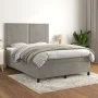 Box spring bed with light gray velvet mattress 140x190 cm by , Beds and slatted bases - Ref: Foro24-3142959, Price: 501,02 €,...