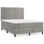Box spring bed with light gray velvet mattress 140x190 cm by , Beds and slatted bases - Ref: Foro24-3142959, Price: 501,02 €,...