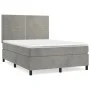 Box spring bed with light gray velvet mattress 140x200 cm by , Beds and slatted bases - Ref: Foro24-3142965, Price: 461,11 €,...