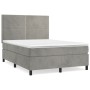 Cama box spring con colchón terciopelo gris claro 140x200 cm de , Camas y somieres - Ref: Foro24-3142965, Precio: 467,18 €, D...