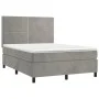 Box spring bed with light gray velvet mattress 140x200 cm by , Beds and slatted bases - Ref: Foro24-3142965, Price: 461,11 €,...