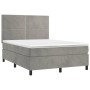 Cama box spring con colchón terciopelo gris claro 140x200 cm de , Camas y somieres - Ref: Foro24-3142965, Precio: 467,18 €, D...