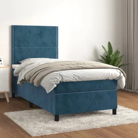 Box spring bed with dark blue velvet mattress 80x200 cm by , Beds and slatted bases - Ref: Foro24-3142933, Price: 283,79 €, D...