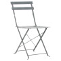 Garten Bistrotisch und Stühle 3 Stück grauer Stahl von vidaXL, Gartensets - Ref: Foro24-44355, Preis: 144,53 €, Rabatt: %