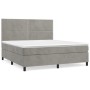 Box spring bed with light gray velvet mattress 160x200 cm by , Beds and slatted bases - Ref: Foro24-3142971, Price: 514,60 €,...