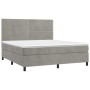 Box spring bed with light gray velvet mattress 160x200 cm by , Beds and slatted bases - Ref: Foro24-3142971, Price: 514,60 €,...