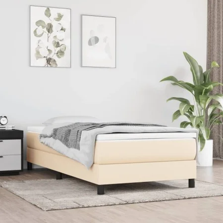 Box spring bed with cream fabric mattress 80x200 cm by , Beds and slatted bases - Ref: Foro24-3144034, Price: 276,68 €, Disco...