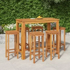 Garden table and high stools 7 pcs solid acacia wood by , Garden sets - Ref: Foro24-3154393, Price: 419,64 €, Discount: %