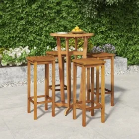 Hoher Gartentisch und Hocker, 5 Stück, massives Akazienholz von , Gartensets - Ref: Foro24-3154385, Preis: 238,12 €, Rabatt: %