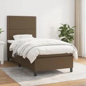 Box spring bed with dark brown fabric mattress 90x190 cm by , Beds and slatted bases - Ref: Foro24-3141660, Price: 307,35 €, ...
