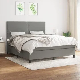 Box spring bed with dark gray fabric mattress 160x200 cm by , Beds and slatted bases - Ref: Foro24-3141706, Price: 545,32 €, ...