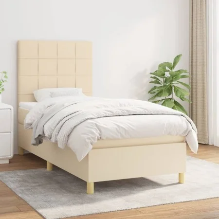 Box spring bed with cream fabric mattress 80x200 cm by , Beds and slatted bases - Ref: Foro24-3142294, Price: 337,40 €, Disco...