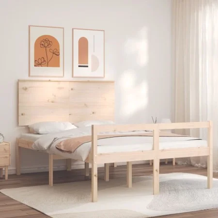 Bed for seniors with solid wood headboard 140x200cm by , Beds and slatted bases - Ref: Foro24-3195481, Price: 162,06 €, Disco...