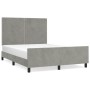 Bed frame with light gray velvet headboard 140x190cm by , Beds and slatted bases - Ref: Foro24-3125690, Price: 185,60 €, Disc...