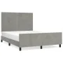Bed frame with light gray velvet headboard 140x190cm by , Beds and slatted bases - Ref: Foro24-3125690, Price: 183,47 €, Disc...