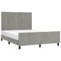 Bed frame with light gray velvet headboard 140x190cm by , Beds and slatted bases - Ref: Foro24-3125690, Price: 185,60 €, Disc...