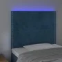 Headboard with LED lights dark blue velvet 80x5x118/128 cm by , Headboards and footboards - Ref: Foro24-3122318, Price: 66,70...
