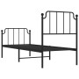 Bettgestell mit Kopfteil und schwarzem Metallfußteil 75x190 cm von , Betten und Lattenroste - Ref: Foro24-373895, Preis: 69,1...