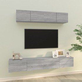 Set de muebles para TV 4 pzas madera contrachapada gris Sonoma