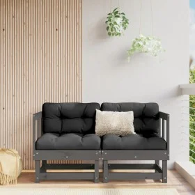 Ecksofas für den Garten, 2 Stück, Massivholz aus grauer Kiefer von , Modulare Sofas für den Außenbereich - Ref: Foro24-825396...