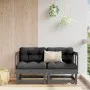 Ecksofas für den Garten, 2 Stück, Massivholz aus grauer Kiefer von , Modulare Sofas für den Außenbereich - Ref: Foro24-825396...