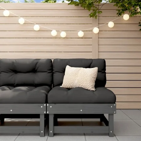 Mittleres Gartensofa aus massivem grauem Kiefernholz. von , Modulare Sofas für den Außenbereich - Ref: Foro24-825375, Preis: ...