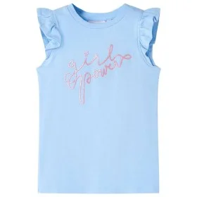 Camiseta infantil de manga volante azul claro 104 de , Camisetas para niños - Ref: Foro24-11325, Precio: 8,19 €, Descuento: %