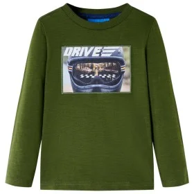 Dunkelkhaki Langarm-Kinder-T-Shirt 128 von , Kinder-T-Shirts - Ref: Foro24-12637, Preis: 8,75 €, Rabatt: %
