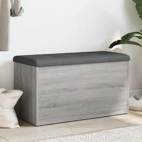 Banco con almacenaje madera ingeniería gris Sonoma 82x42x45 cm by , Benches for halls and storage - Ref: Foro24-835052, Price...