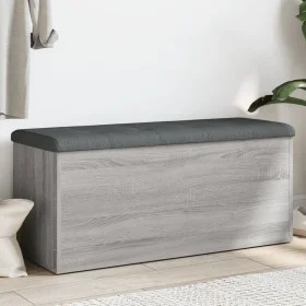 Banco con almacenaje madera ingeniería gris Sonoma 102x42x45 cm by , Benches for halls and storage - Ref: Foro24-835059, Pric...