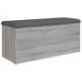 Banco con almacenaje madera ingeniería gris Sonoma 102x42x45 cm by , Benches for halls and storage - Ref: Foro24-835059, Pric...
