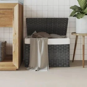 Cesto de ropa sucia con tapa ratán sintético gris 55,5x35x34 cm by , Laundry baskets - Ref: Foro24-372051, Price: 45,86 €, Di...