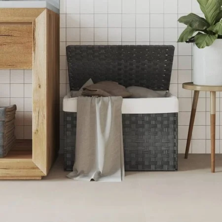 Wäschekorb mit grauem Deckel aus synthetischem Rattan 55,5x35x34 cm. von , Wäschekörbe - Ref: Foro24-372051, Preis: 45,86 €, ...