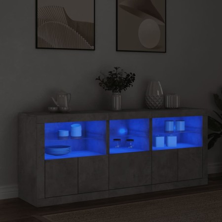 Aparador con luces LED gris hormigón 162x37x67 cm by , Sideboards - Ref: Foro24-3208998, Price: 176,42 €, Discount: %