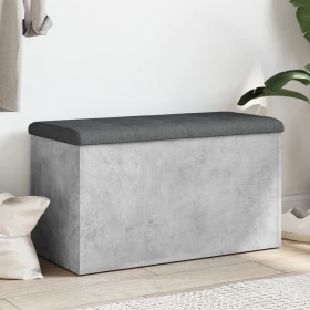 Banco con almacenaje madera ingeniería gris hormigón 82x42x45cm by , Benches for halls and storage - Ref: Foro24-835050, Pric...