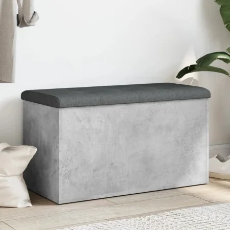 Banco con almacenaje madera ingeniería gris hormigón 82x42x45cm by , Benches for halls and storage - Ref: Foro24-835050, Pric...
