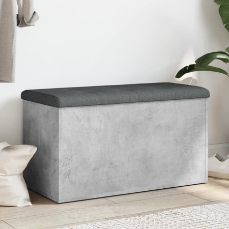 Banco con almacenaje madera ingeniería gris hormigón 82x42x45cm by , Benches for halls and storage - Ref: Foro24-835050, Pric...