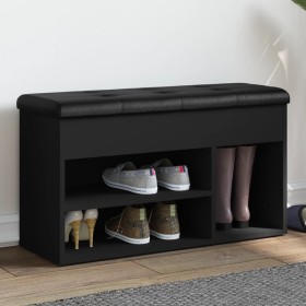 Banco zapatero madera de ingeniería negro 82x32x45,5 cm by , Benches for halls and storage - Ref: Foro24-835027, Price: 79,64...