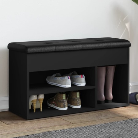 Schwarze Schuhbank aus Ingenieurholz 82x32x45,5 cm von , Bänke für Hallen und Lager - Ref: Foro24-835027, Preis: 79,64 €, Rab...