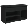 Schwarze Schuhbank aus Ingenieurholz 82x32x45,5 cm von , Bänke für Hallen und Lager - Ref: Foro24-835027, Preis: 79,64 €, Rab...