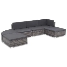 6-teiliges Gartenmöbel-Set und graue synthetische Rattankissen von vidaXL, Gartensets - Ref: Foro24-44425, Preis: 431,32 €, R...