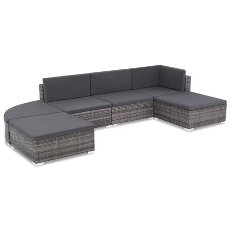 6-teiliges Gartenmöbel-Set und graue synthetische Rattankissen von vidaXL, Gartensets - Ref: Foro24-44425, Preis: 452,26 €, R...