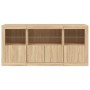 Sideboard mit LED-Lichtern in Sonoma-Eiche 142,5x37x67 cm. von , Sideboards - Ref: Foro24-3209067, Preis: 185,75 €, Rabatt: %