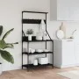 Küchenregal mit 4 Ebenen aus schwarzem Ingenieurholz und Haken. von , Behälter für Küchenutensilien - Ref: Foro24-838958, Pre...