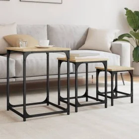 Stapelbare Couchtische, 3-teilig, aus Eichenholz in Sonoma-Eiche-Optik. von , Couchtisch - Ref: Foro24-838924, Preis: 49,04 €...