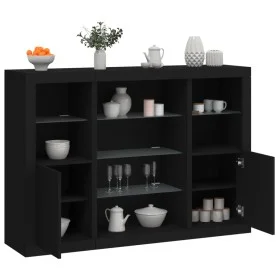 Aparadores con luces LED 3 piezas madera de ingeniería negro by , Sideboards - Ref: Foro24-3209129, Price: 209,85 €, Discount: %