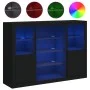 Vitrinen mit LED-Lichtern, 3-teilig, aus schwarzer Ingenieurholz. von , Sideboards - Ref: Foro24-3209129, Preis: 209,83 €, Ra...