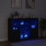 Aparadores con luces LED 3 piezas madera de ingeniería negro by , Sideboards - Ref: Foro24-3209129, Price: 203,05 €, Discount: %